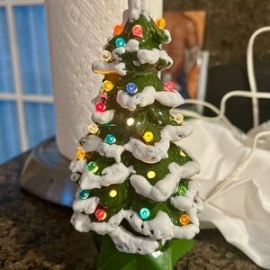 Vintage Festive Ceramic Christmas Tree with Multicolor Lights